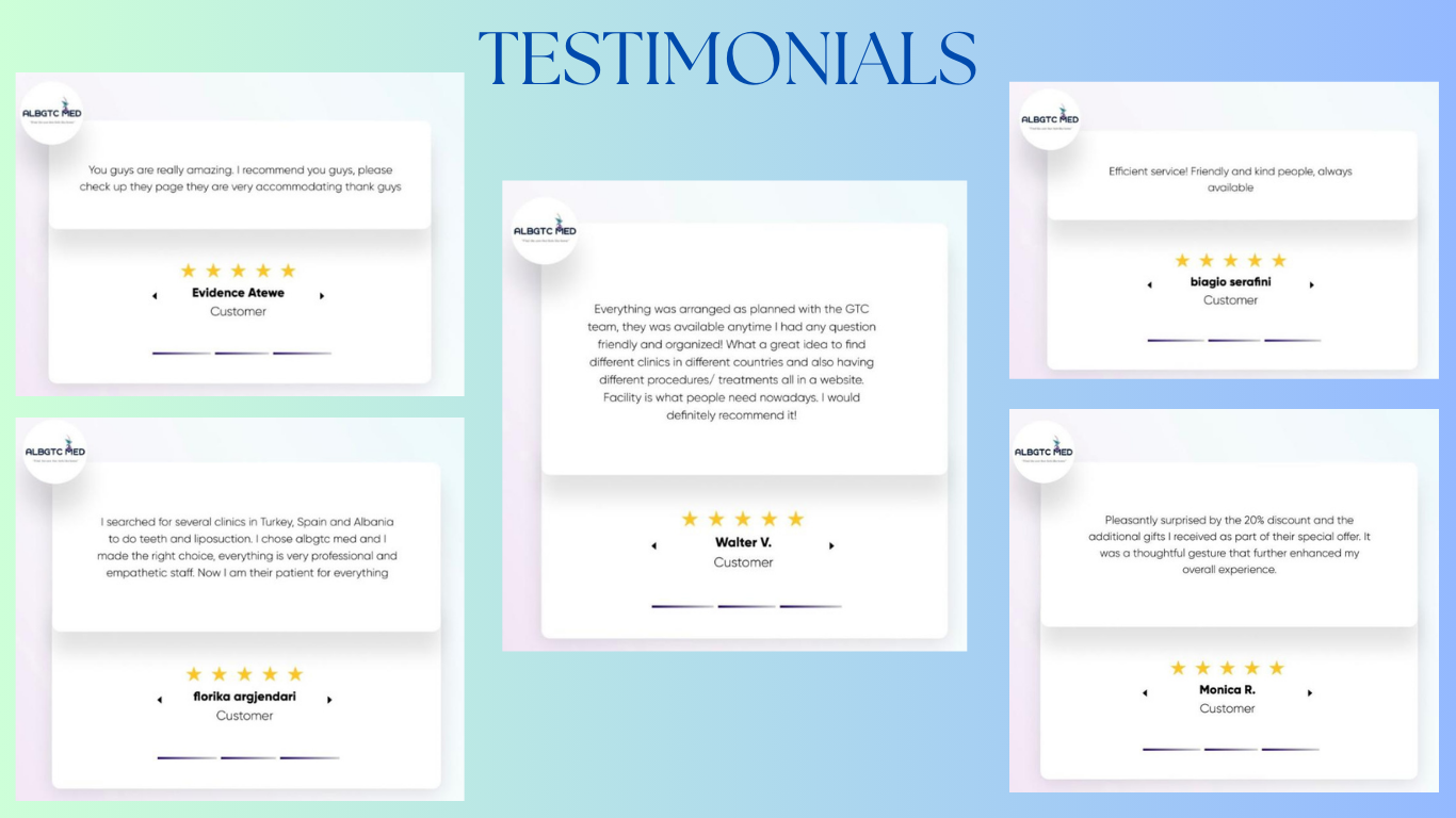 Testimonials, medical tourism, medical care